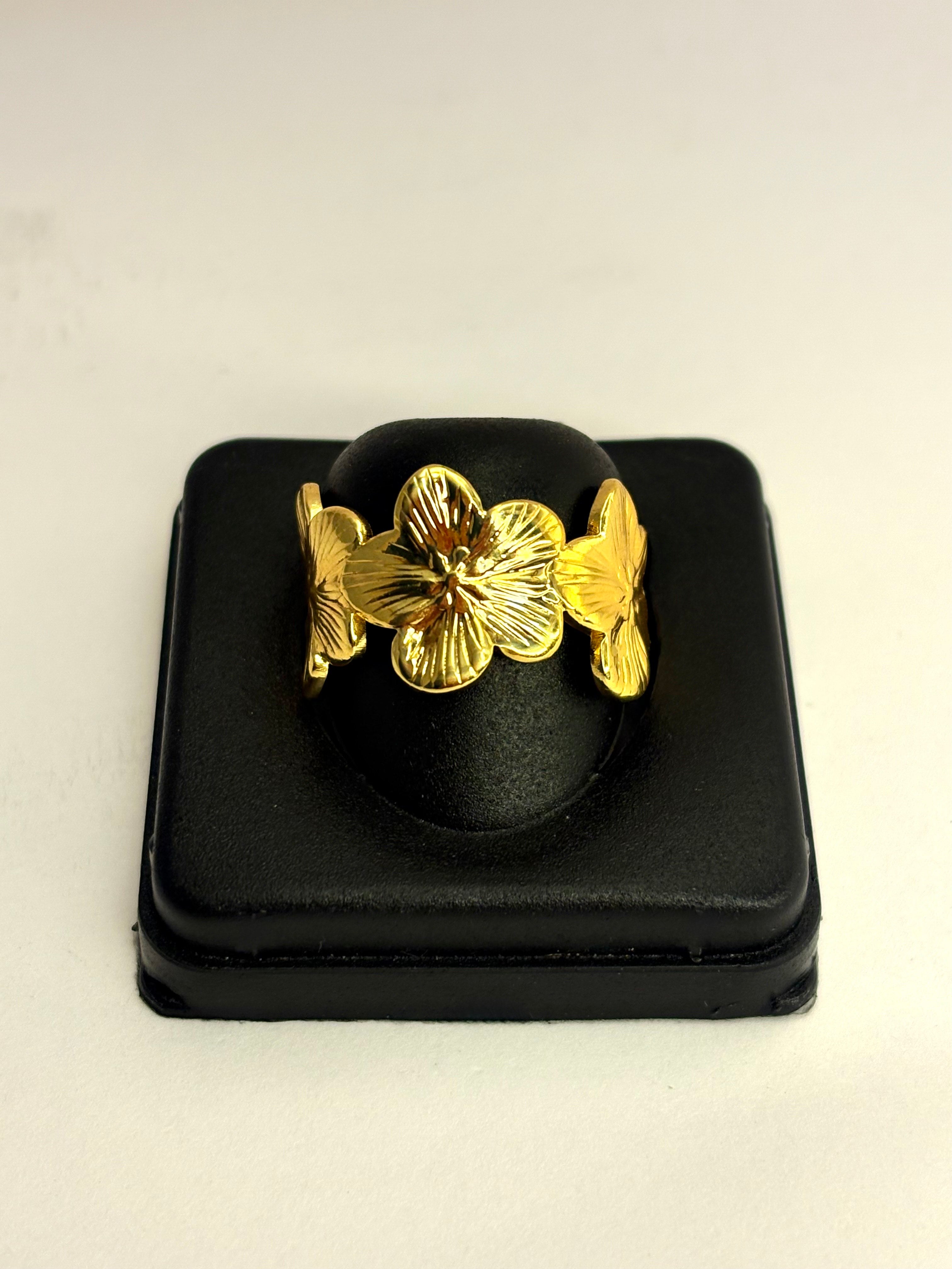 Gold Plated Anti Tarnish Floral Ring